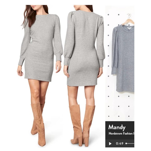 Bb Dakota Dresses | Nwt Bb Dakota Knit The Scene Long Sleeve Sweater Dress | Color: Gray | Size: L | Lizaproch's Closet